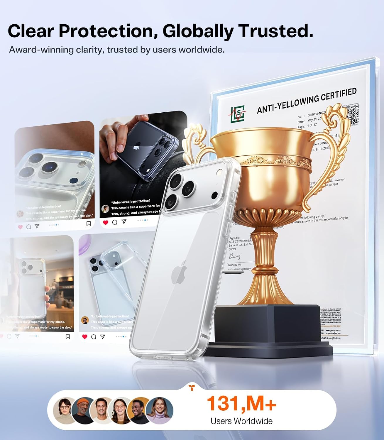 Detalle 2 de TORRAS Diamond Clear Case for iPhone 18 Pro Max, Slim Anti-Yellowing Design