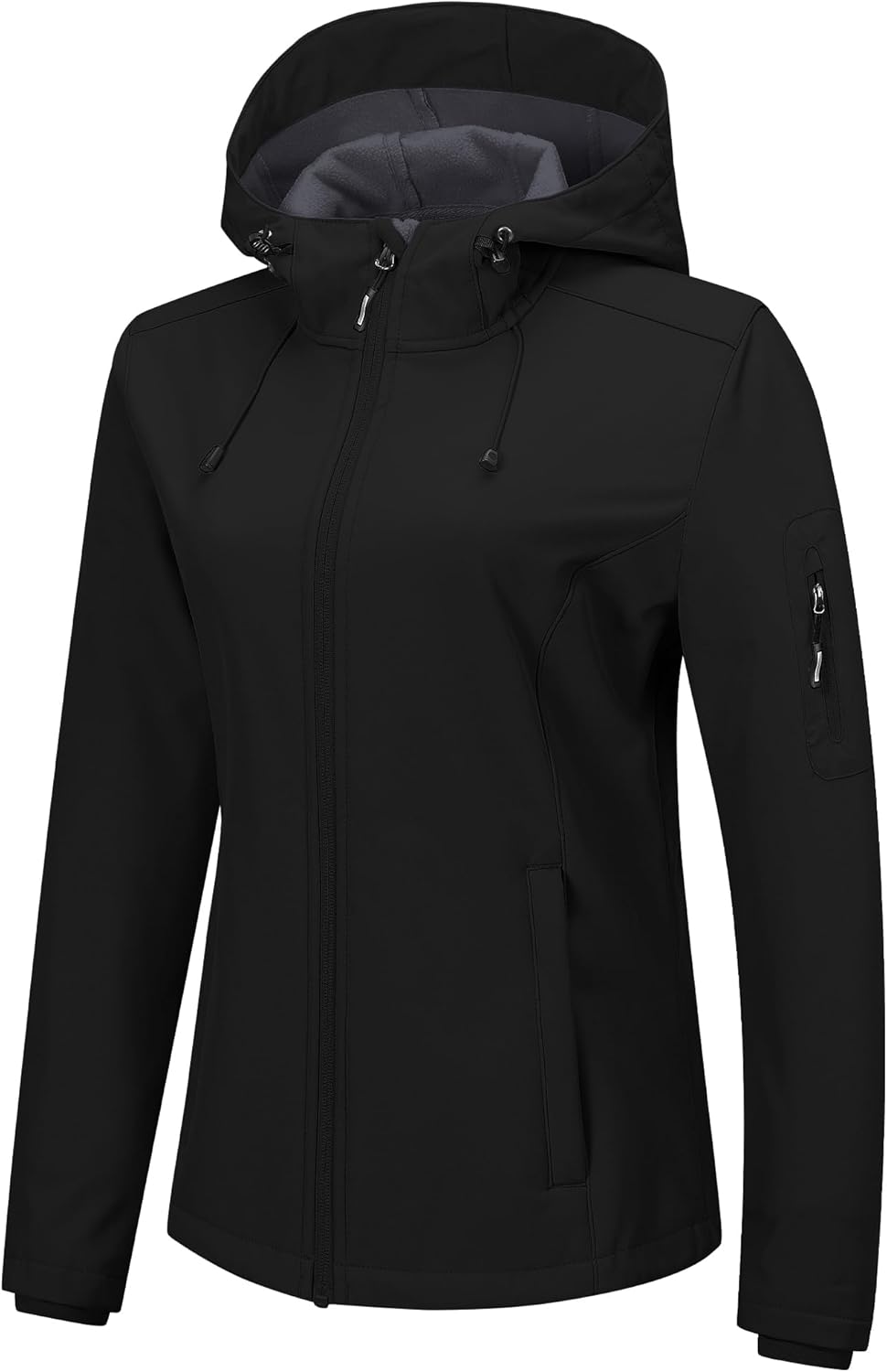 Detalle de Outdoor Ventures Damen Softshelljacke: Wasserdichte, atmungsaktive Übergangsjacke mit Kapuze
