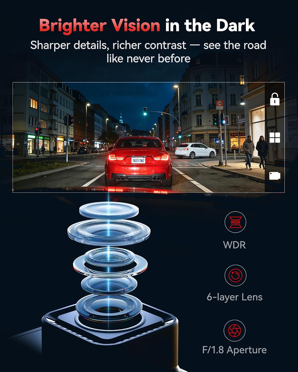 Thumbnail 5 de REDTIGER F7N-N 4K Front & Rear Dash Cam – 5.8GHz WiFi, GPS & Night Vision