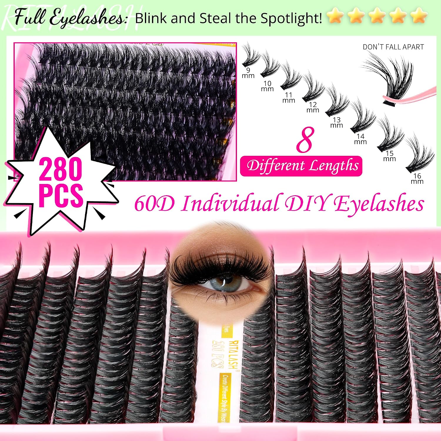 Thumbnail 3 de Lash Clusters Kit DIY Lash Extension Kit 3D Effect – 840 Pcs Bulk Pack (12 Count Lash Kit-3)