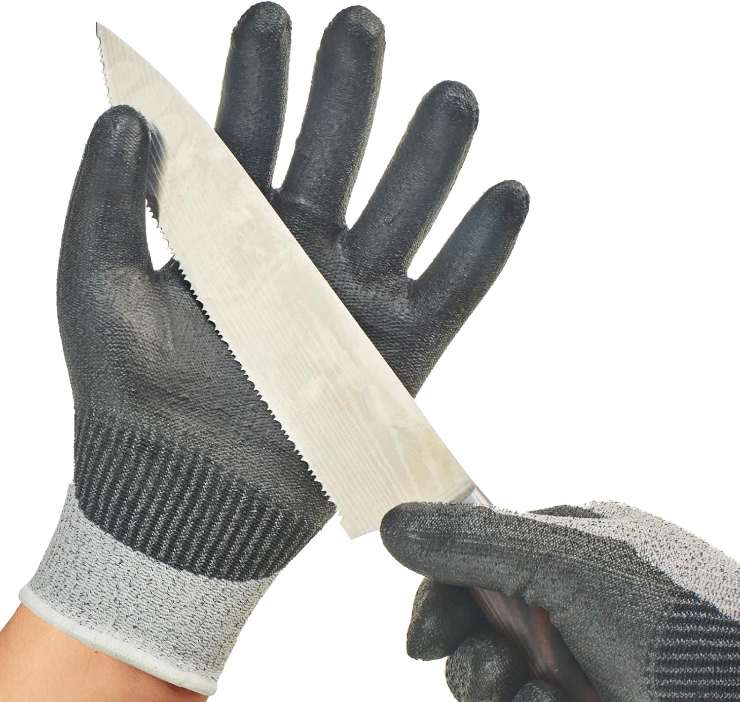 Detalle de Vgo... 1 Pair Cut Resistant Gloves with Coat Nitrile Palm, HPPE Anti-Cutting Liner – EN388 C / ANSI 3, Size XL, Grey (SK2131)