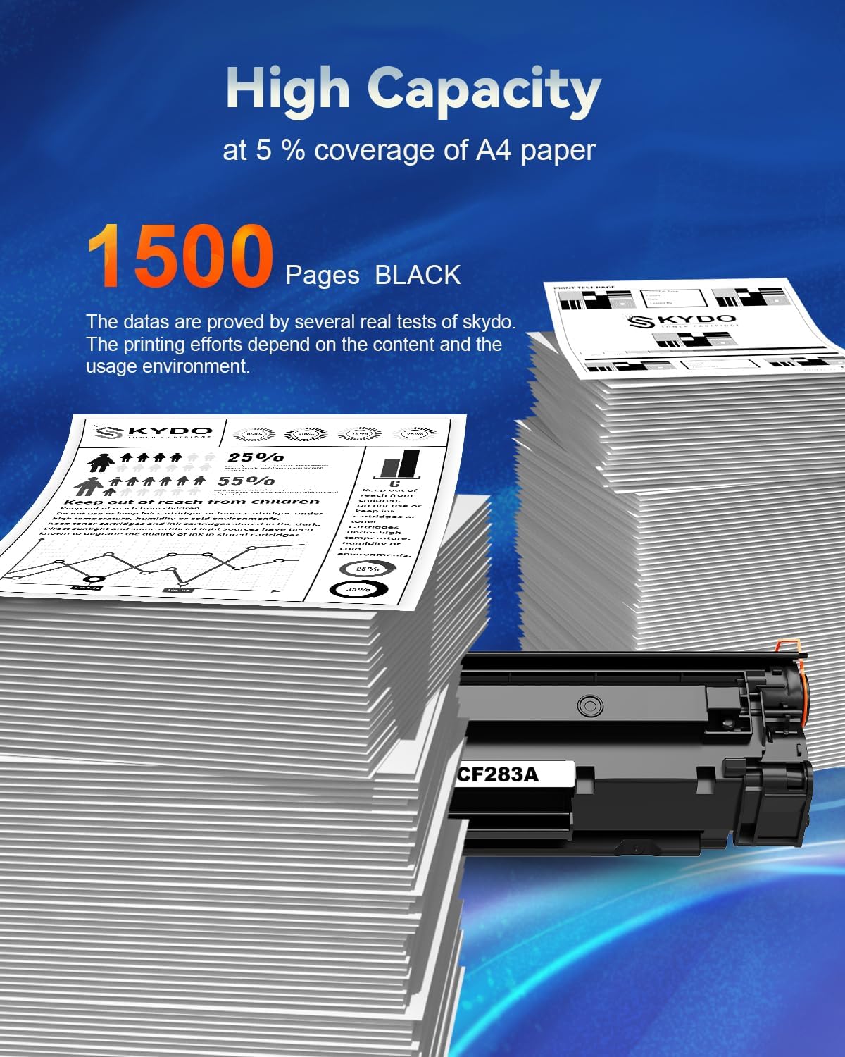 Detalle 2 de Skydo HP 83A CF283A Black Toner Cartridges, 2-Pack, High Yield