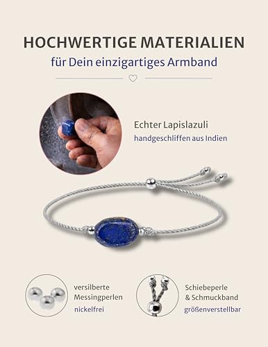Detalle de happymaker Mutmacher Geschenk: Heilstein-Armband mit echtem Lapislazuli