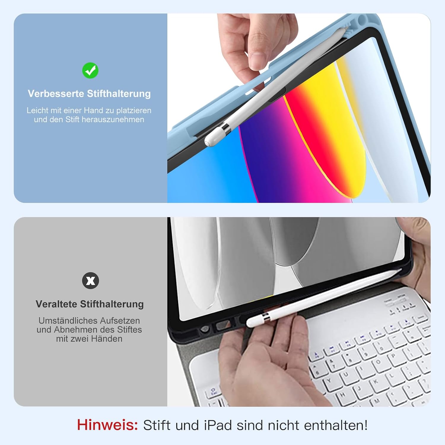 Thumbnail 5 de Vobafe Tastatur-Hülle für iPad A16 (11 Zoll, A3354/A3355/A3356) & iPad 10. Gen (10,9 Zoll) – beleuchtet, abnehmbar, 7 Farben