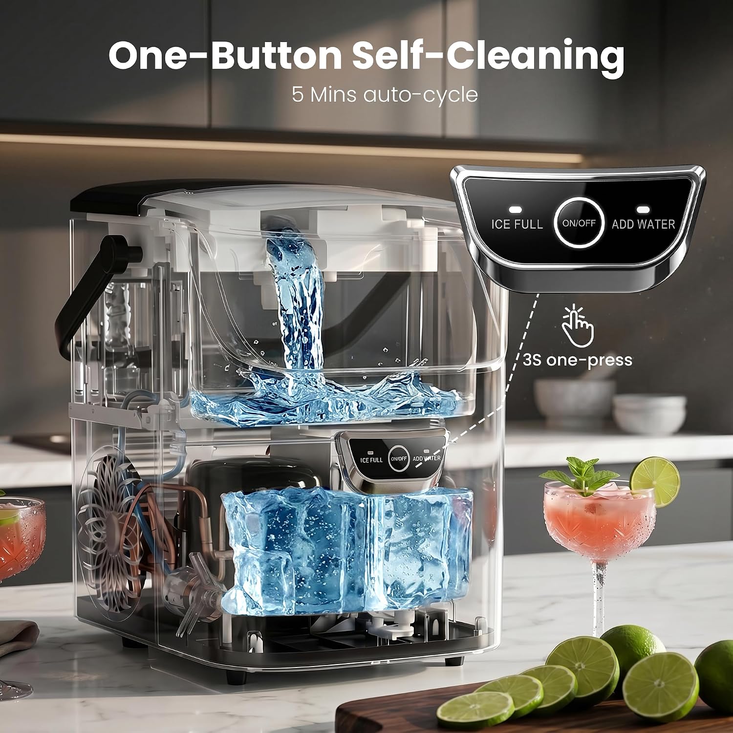 Thumbnail 3 de AGLUCKY ICE MAKER Countertop Nugget Ice Maker, 35 lb/Day, Self-Cleaning