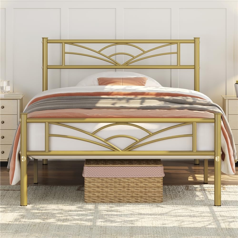 Detalle de Yaheetech Struttura Letto Singolo in Ferro con Spazio Aggiuntivo e Testiera a Nuvole – 90 x 200 cm, Bianco