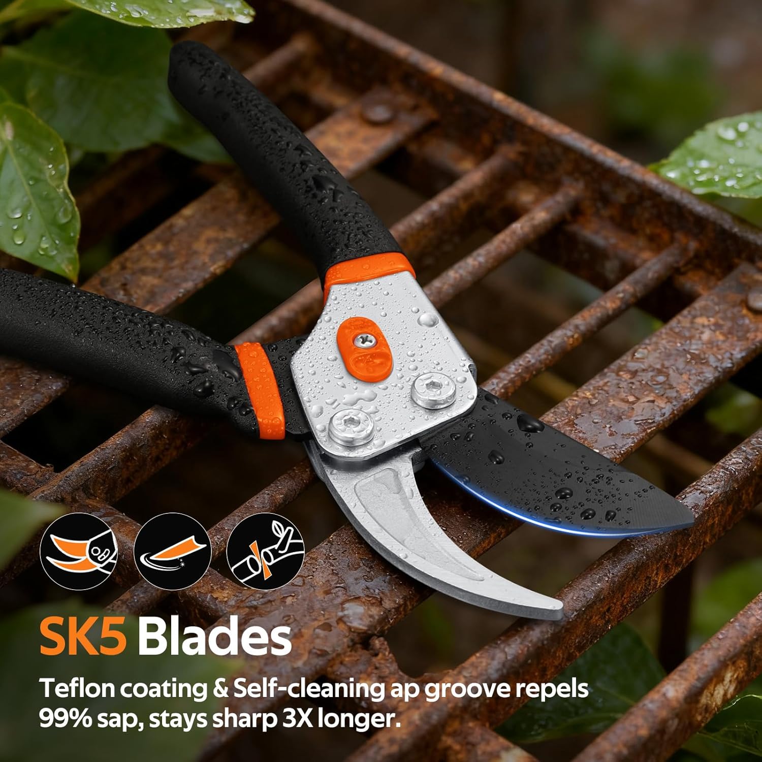Detalle de VOTREK Bypass Secateurs 8.5" SK5 steel blade ✂