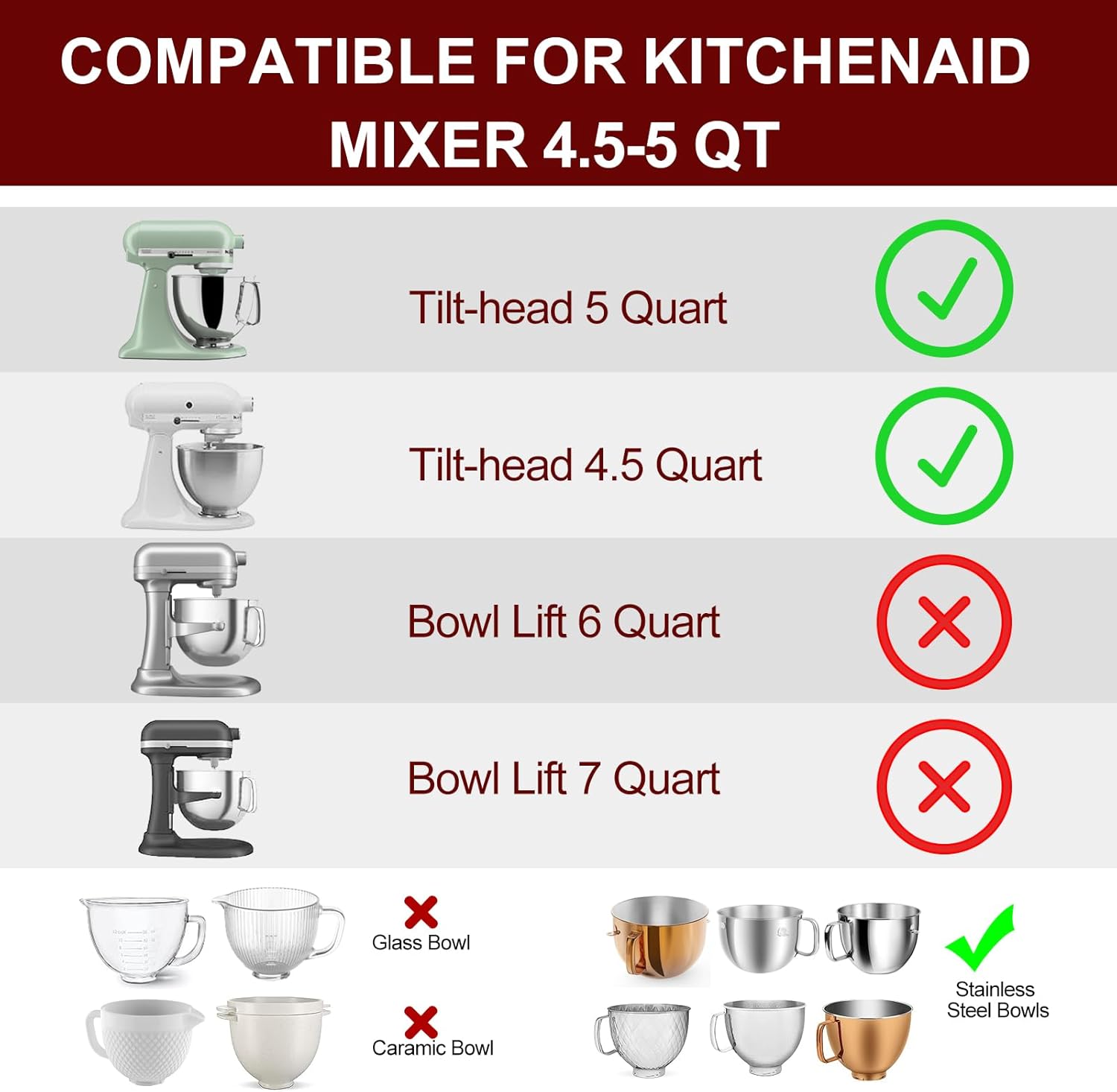 Thumbnail 4 de Silicone Bowl Liners for KitchenAid 5 Qt Tilt-Head Stand Mixer