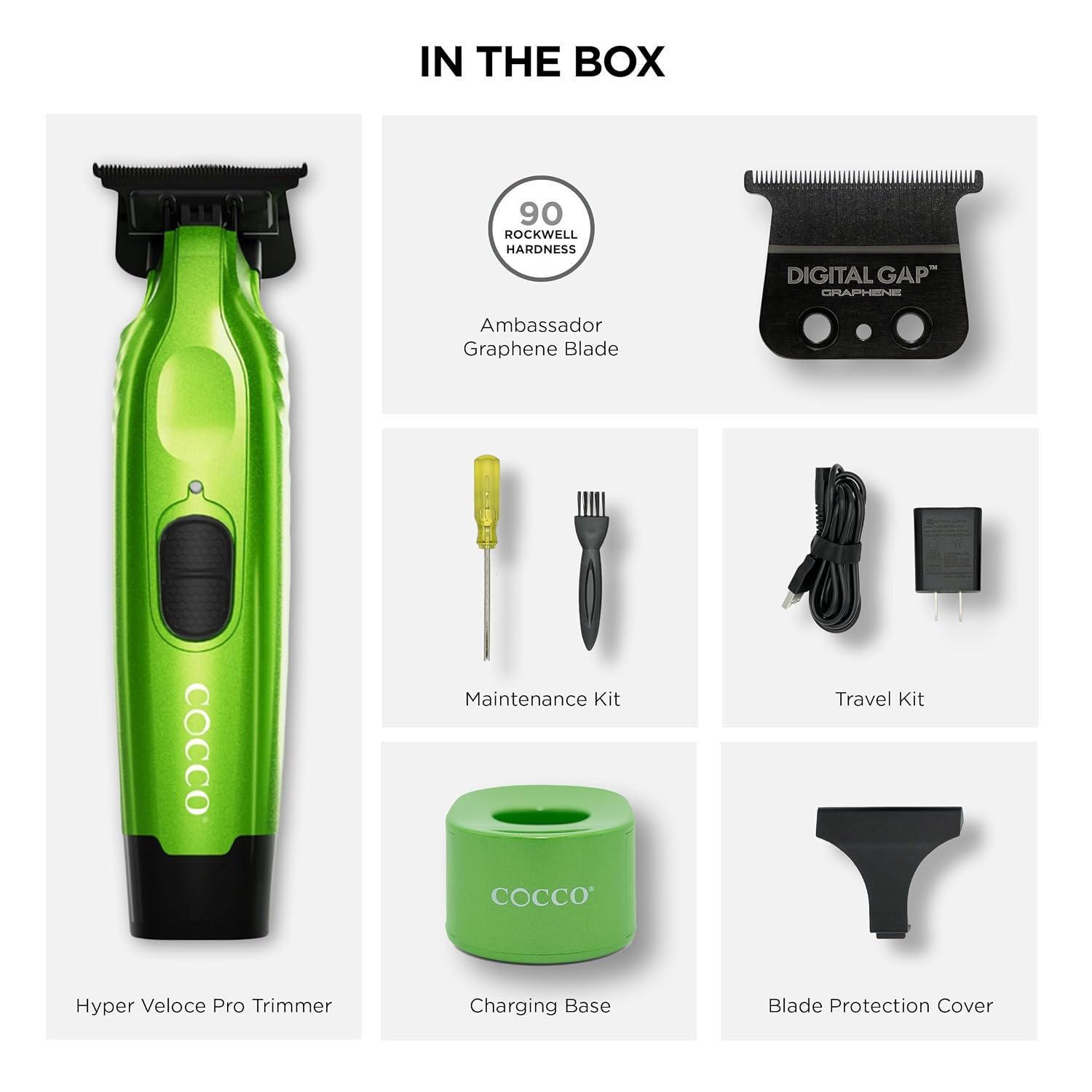 Detalle 2 de Cocco Hyper Veloce Pro CHVPT-Green Trimmer, Graphene T-Blade, Cordless BLDC Motor