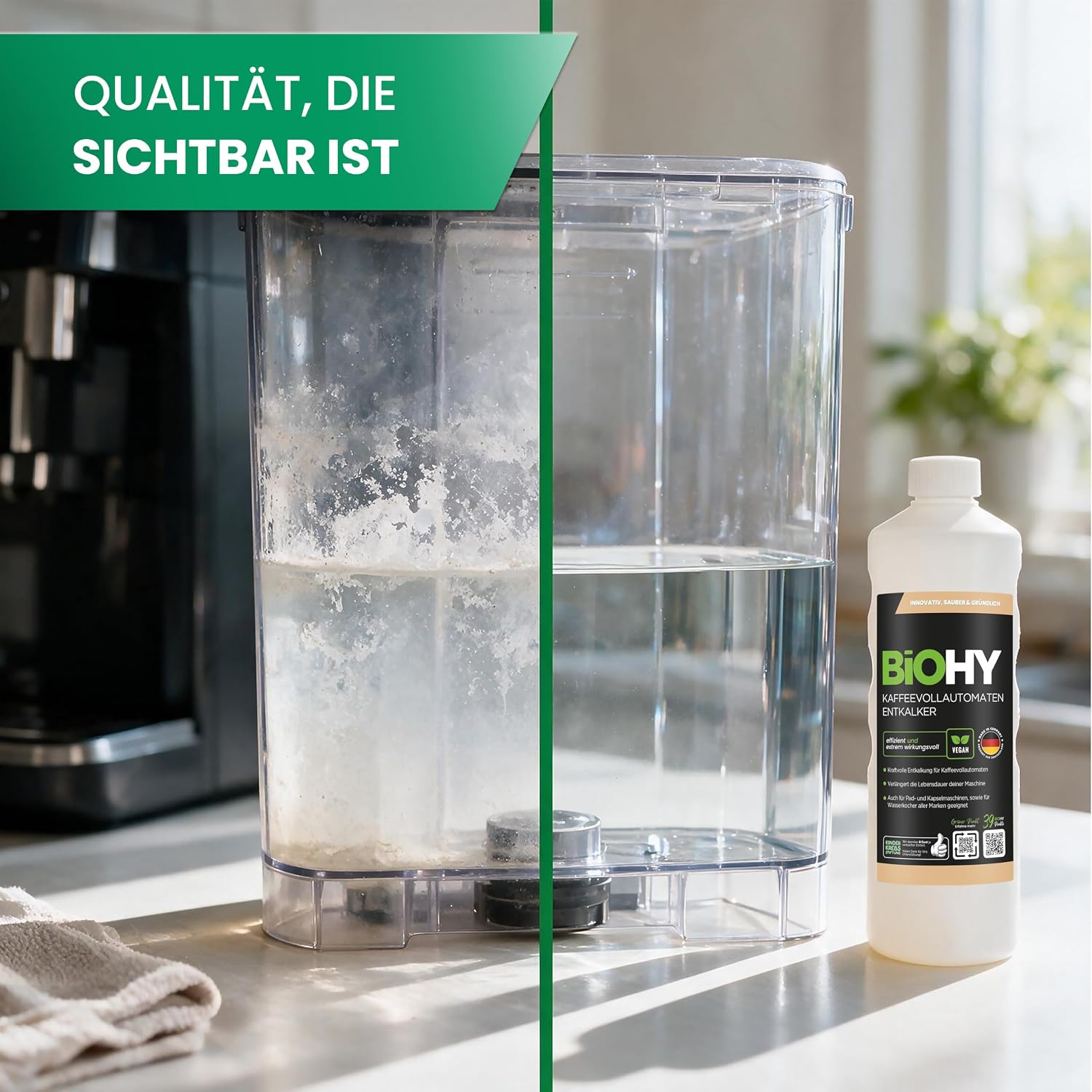 Detalle de BIOHY ontkalker 12 x 1 l voor koffiemachines en waterkokers, geconcentreerd