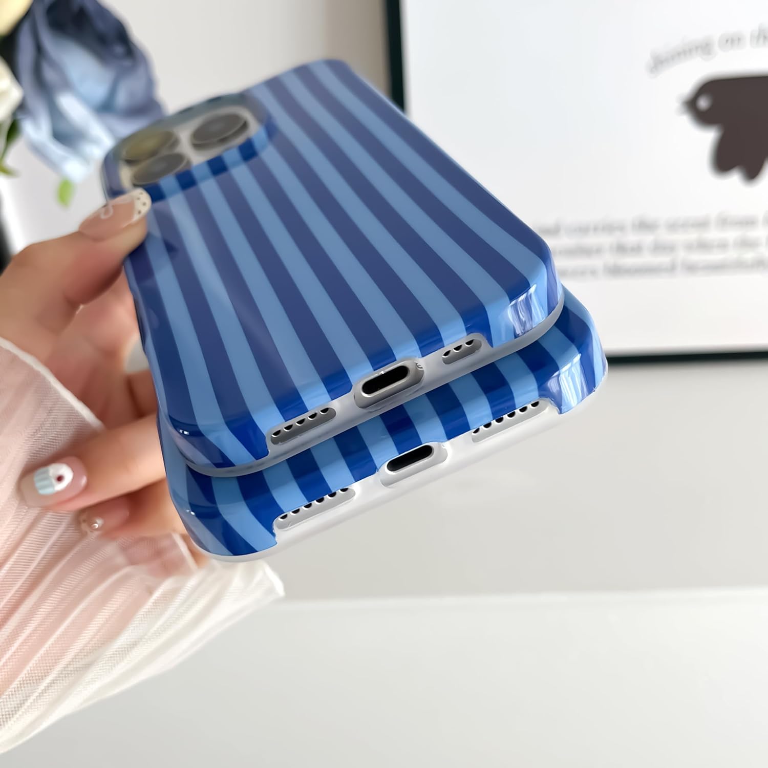 Thumbnail 4 de Yeddabox for iPhone 17 Air Case – Navy Blue Striped Slim TPU, Shockproof
