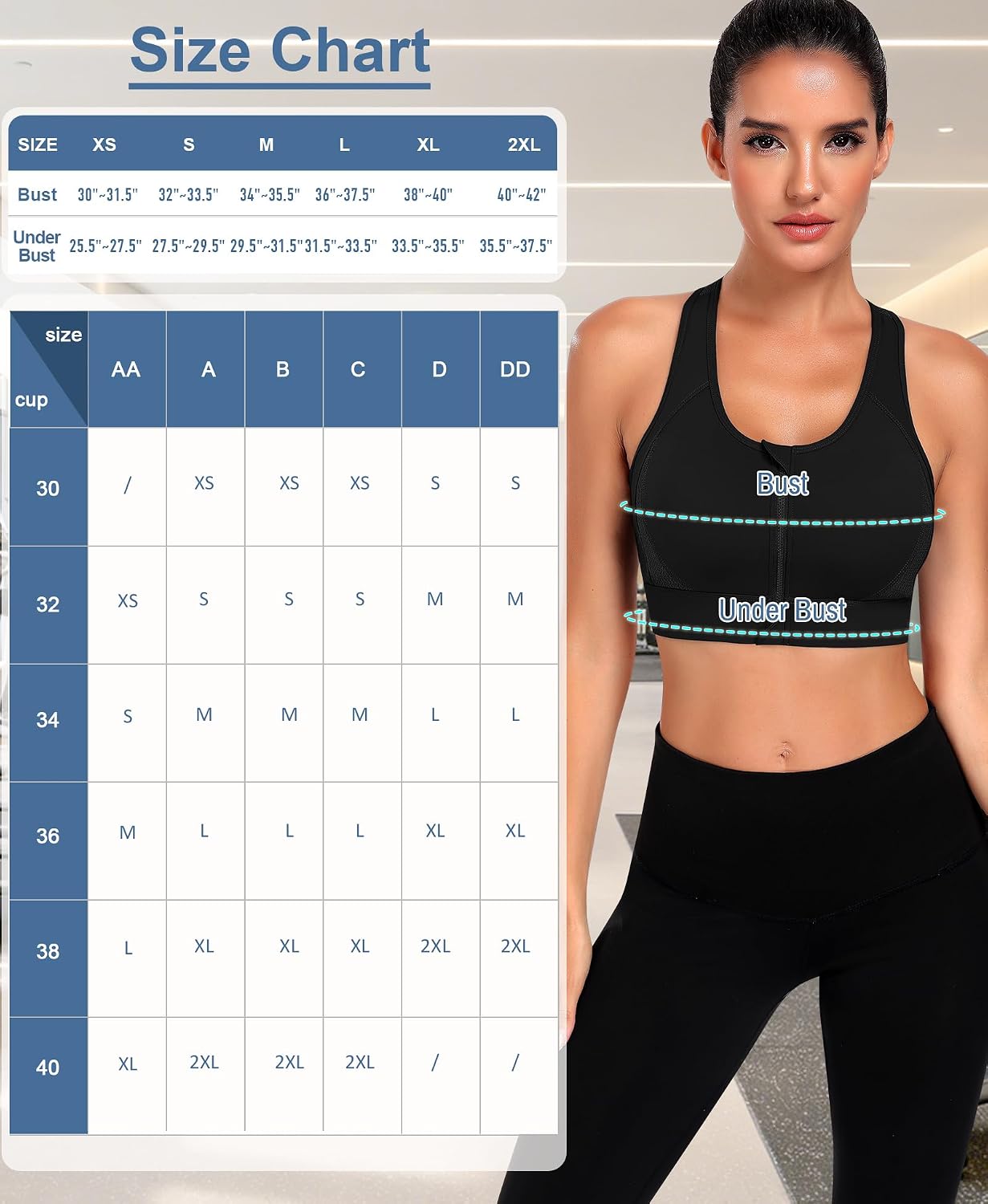Thumbnail 6 de JoyGirl High-Impact Zip-Front Racerback Sports Bra for Women