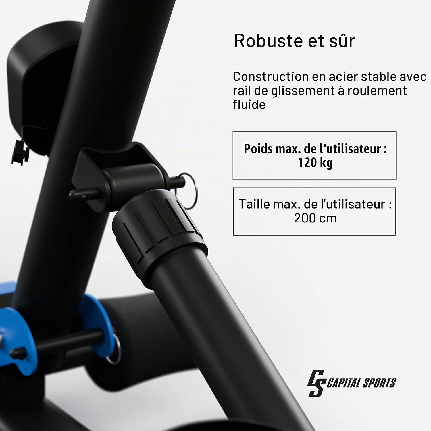 Detalle de CAPITAL SPORTS DP-KS008 opvouwbare roeitrainer met 8-traps magnetische weerstand