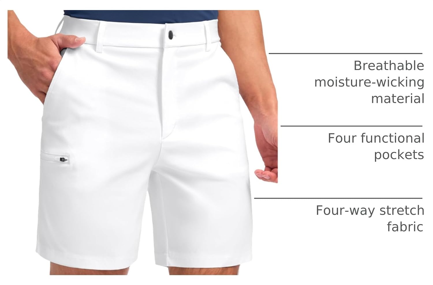 Detalle de Pudolla Men's Casual Shorts 7/9 Inch Golf Shorts Stretch with 4 Pockets