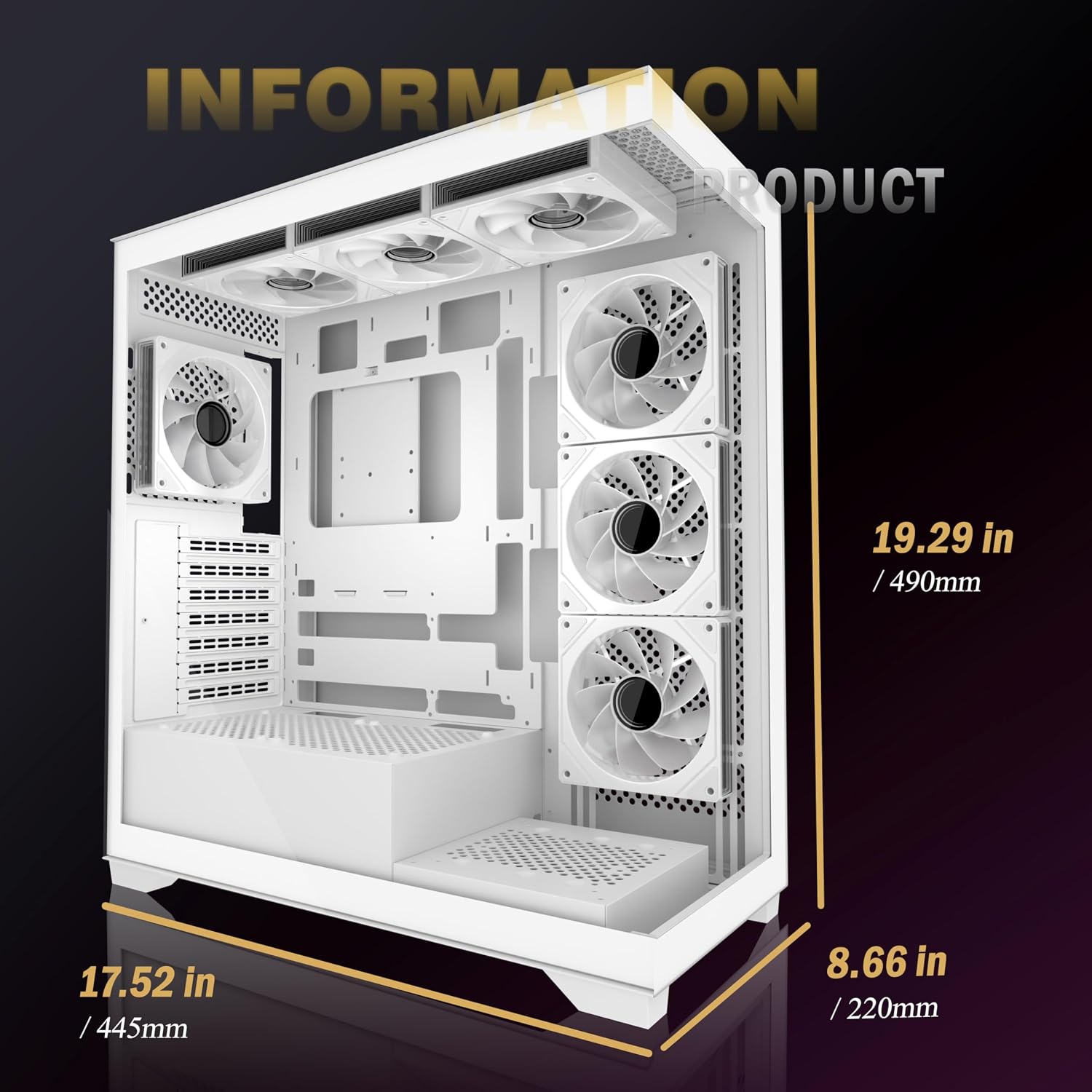 Thumbnail 5 de ANSAITE ATX PC-Gehäuse ARGB Lüfter