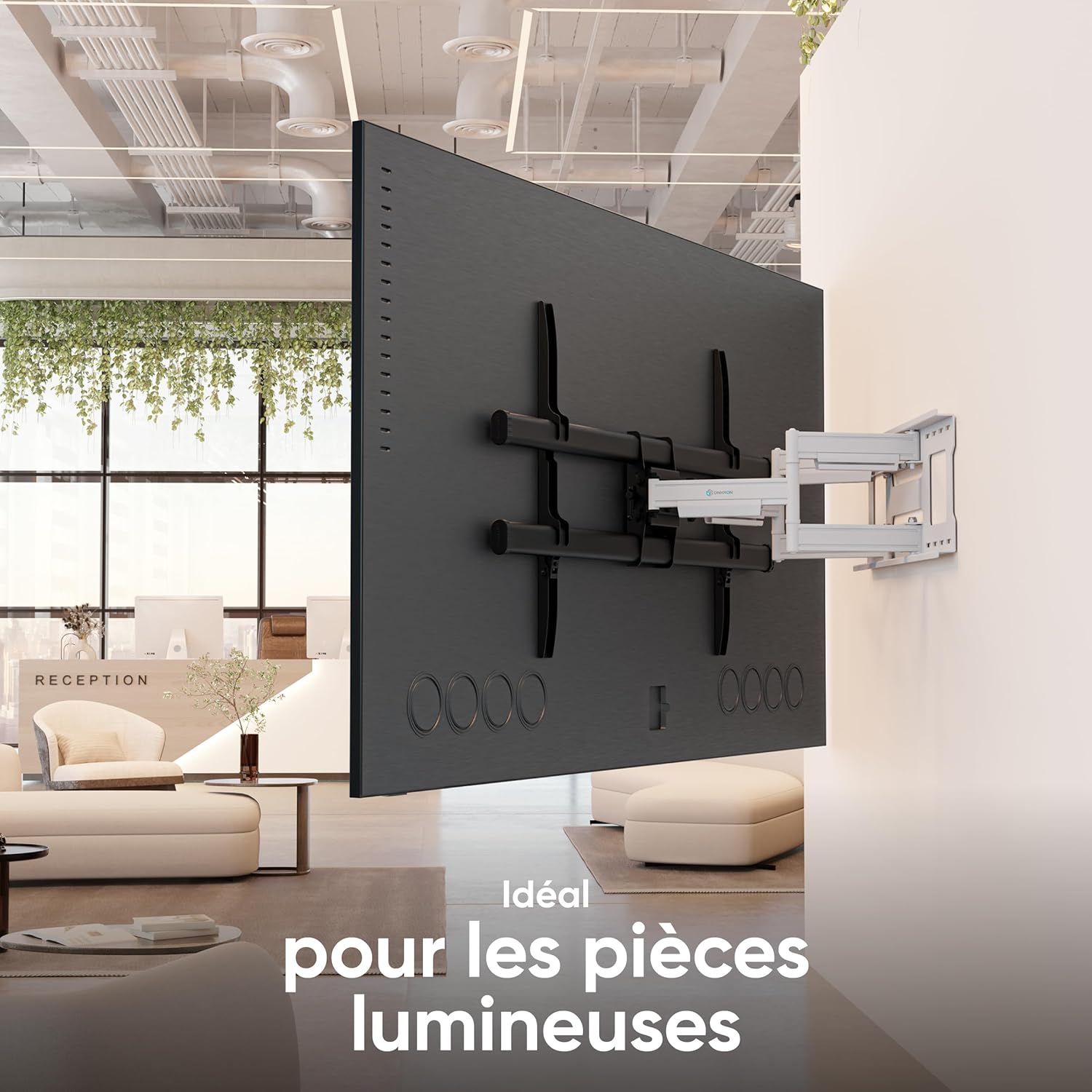 Thumbnail 3 de ONKRON Support TV mural M10-BW noir et blanc – 42 à 120 pouces, VESA 200x100 à 1000x600, inclinable et orientable jusqu’à 100 kg