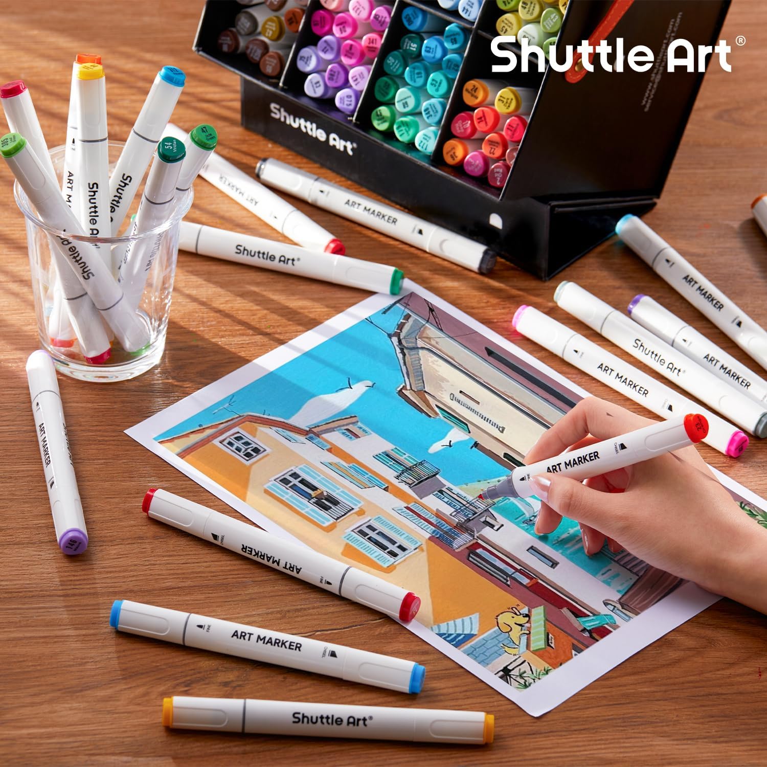 Detalle 2 de Shuttle Art Alkohol Marker Set mit 120 Farben