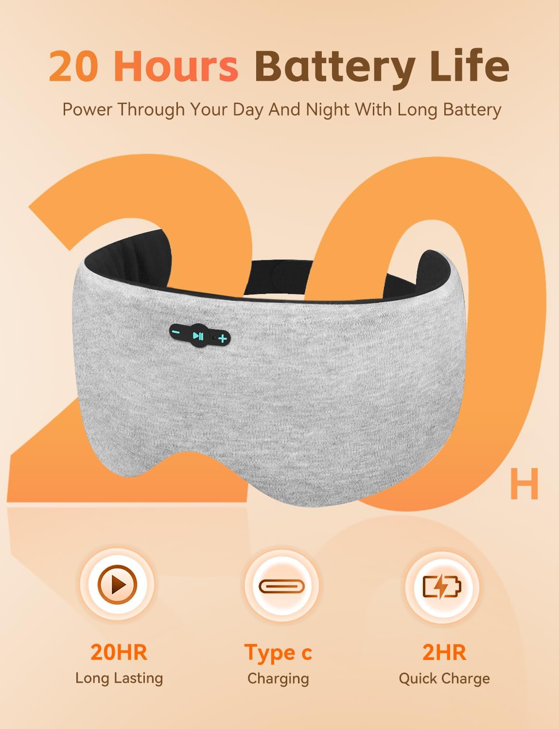 Detalle de Sleep Mask Headphones with Bluetooth 6.0: All‑Night Audio for Side Sleepers