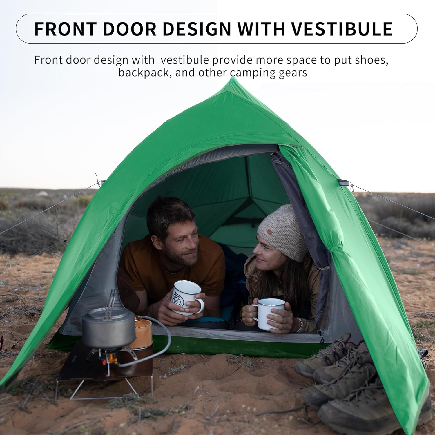 Thumbnail 4 de Naturehike Cloud-Up 2: Tente de camping légère pour 2 personnes (3–4 saisons) - Upg Vert 210T