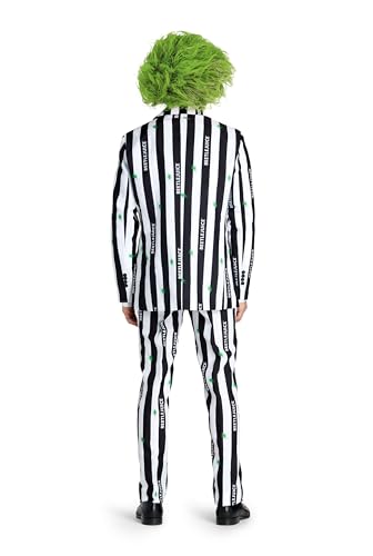 Detalle 2 de OFFSTREAM Beetlejuice Men's Costume Suit, Size S, Striped with Tie