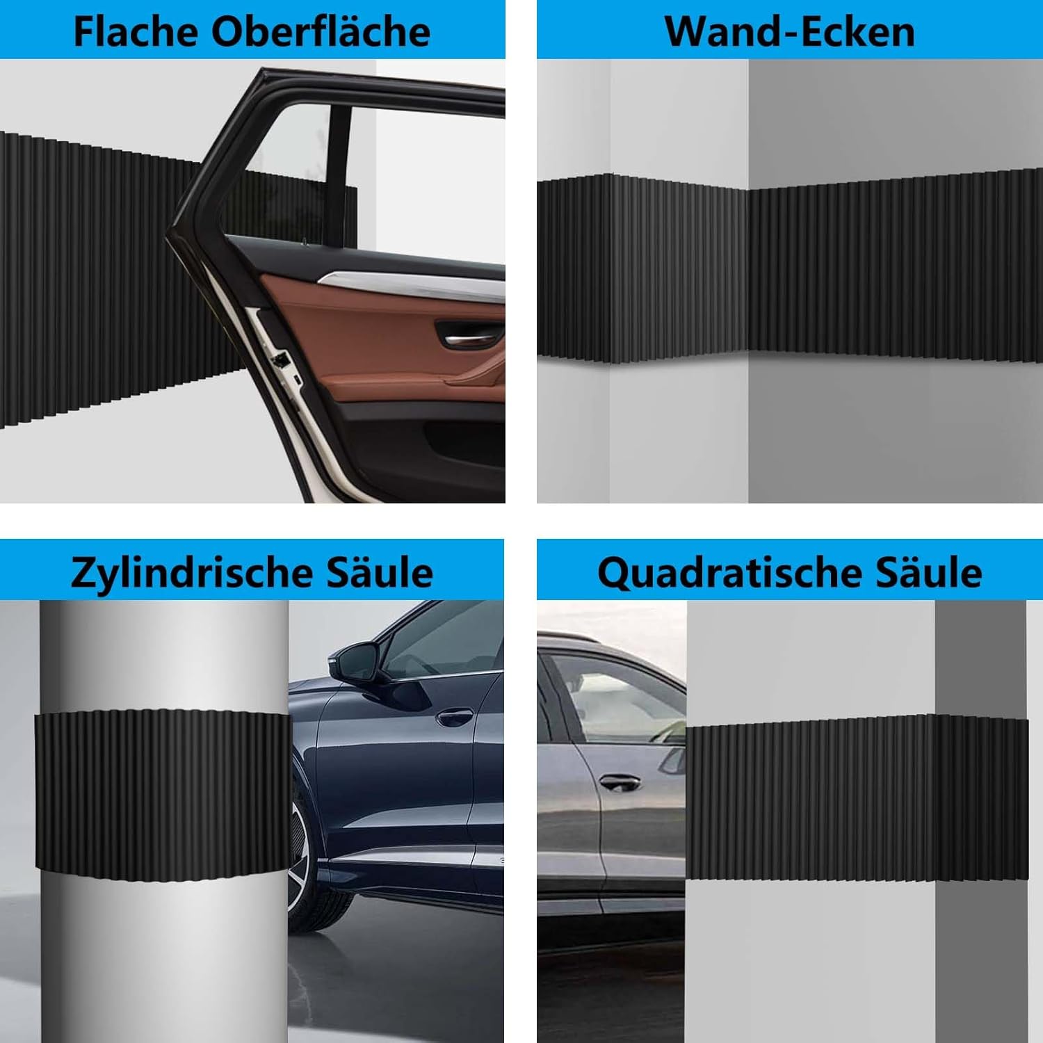 Thumbnail 3 de Spurtar Garagen-Wandschutz & Kantenschutz selbstklebend (Wandschutzfolie) für Tür- und Wandkanten, Schwarz – 2 m x 20 cm x 1,5 cm