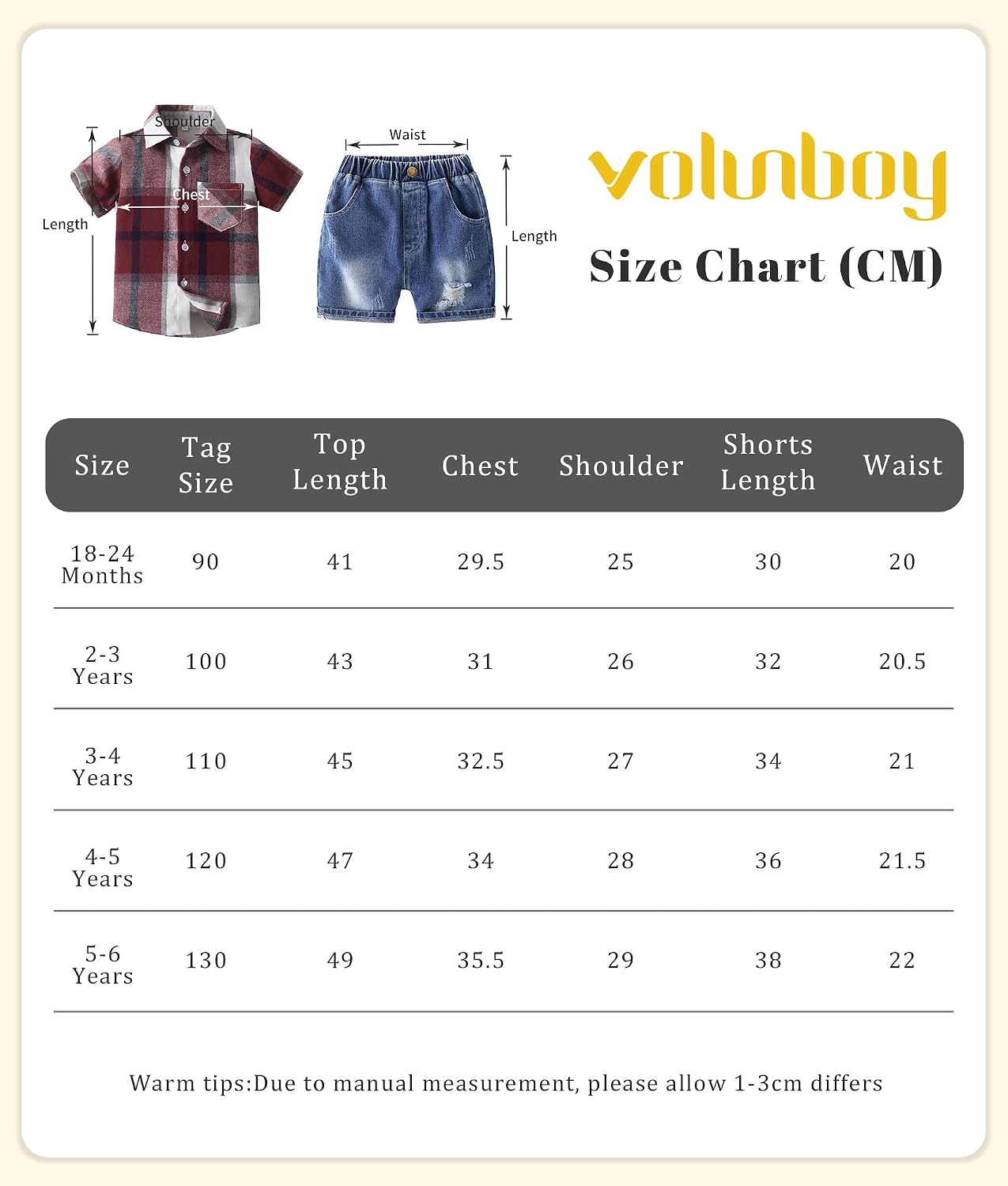 Thumbnail 5 de Volunboy Baby Boys Summer Clothing Set: Short Sleeve Plaid Shirt & Blue Ripped Jeans 2-Piece Casual Outfit