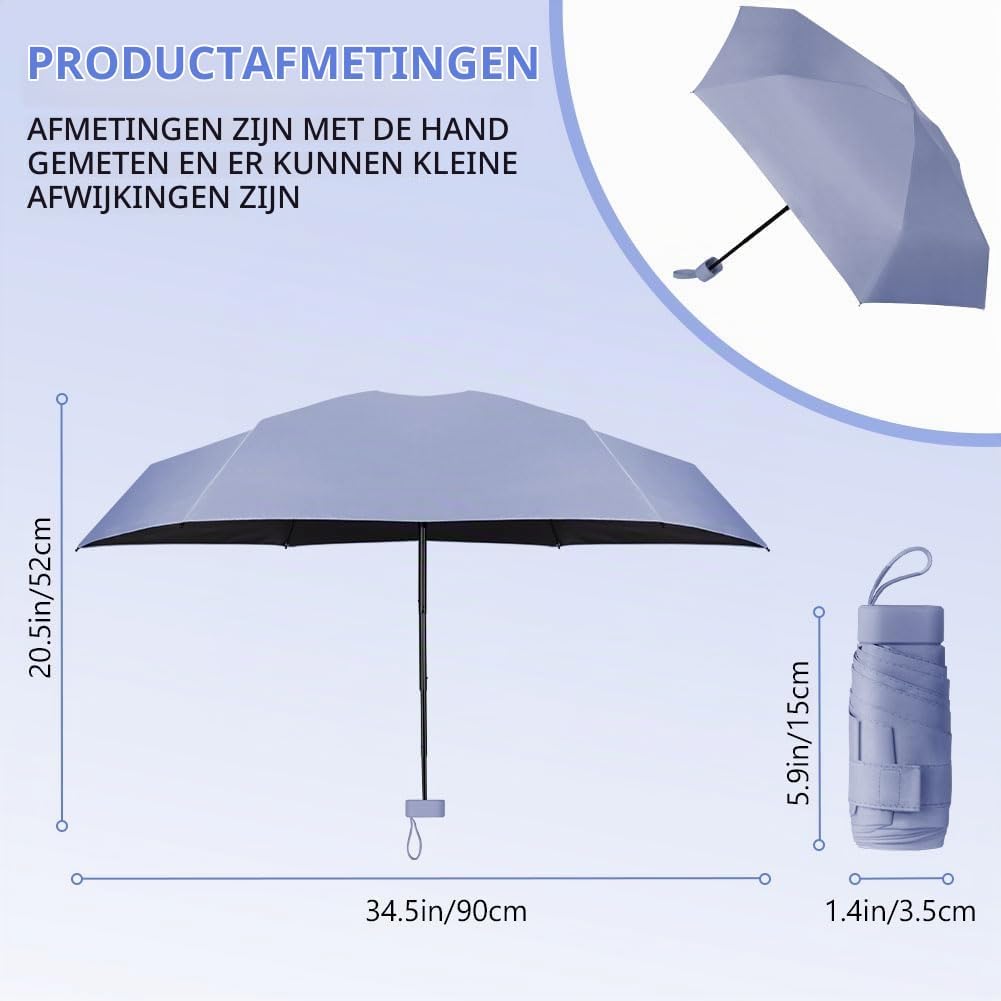 Detalle de Aolso opvouwbare reisparaplu met 6 metalen baleinen en UV-bescherming