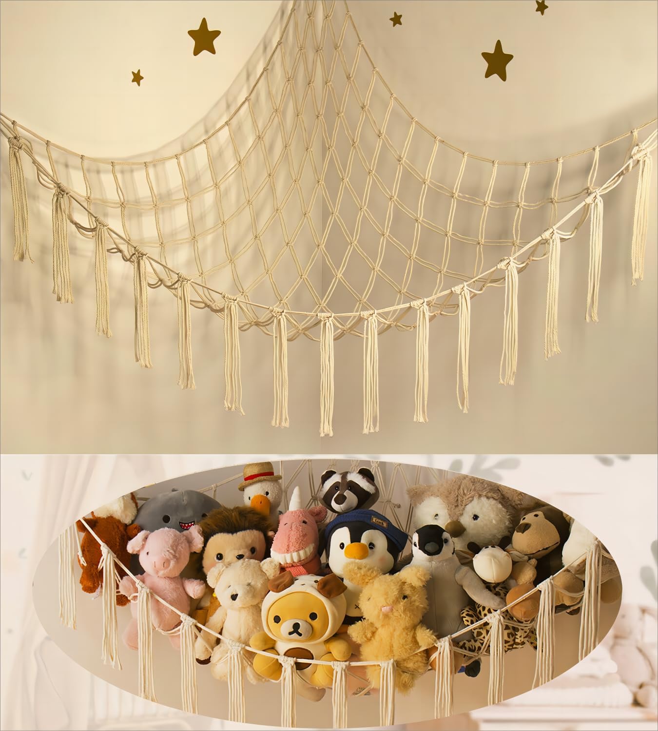 Thumbnail 4 de mirolam Stuffed Animal Storage Hammock – Large Knit Toy Net for Plushies
