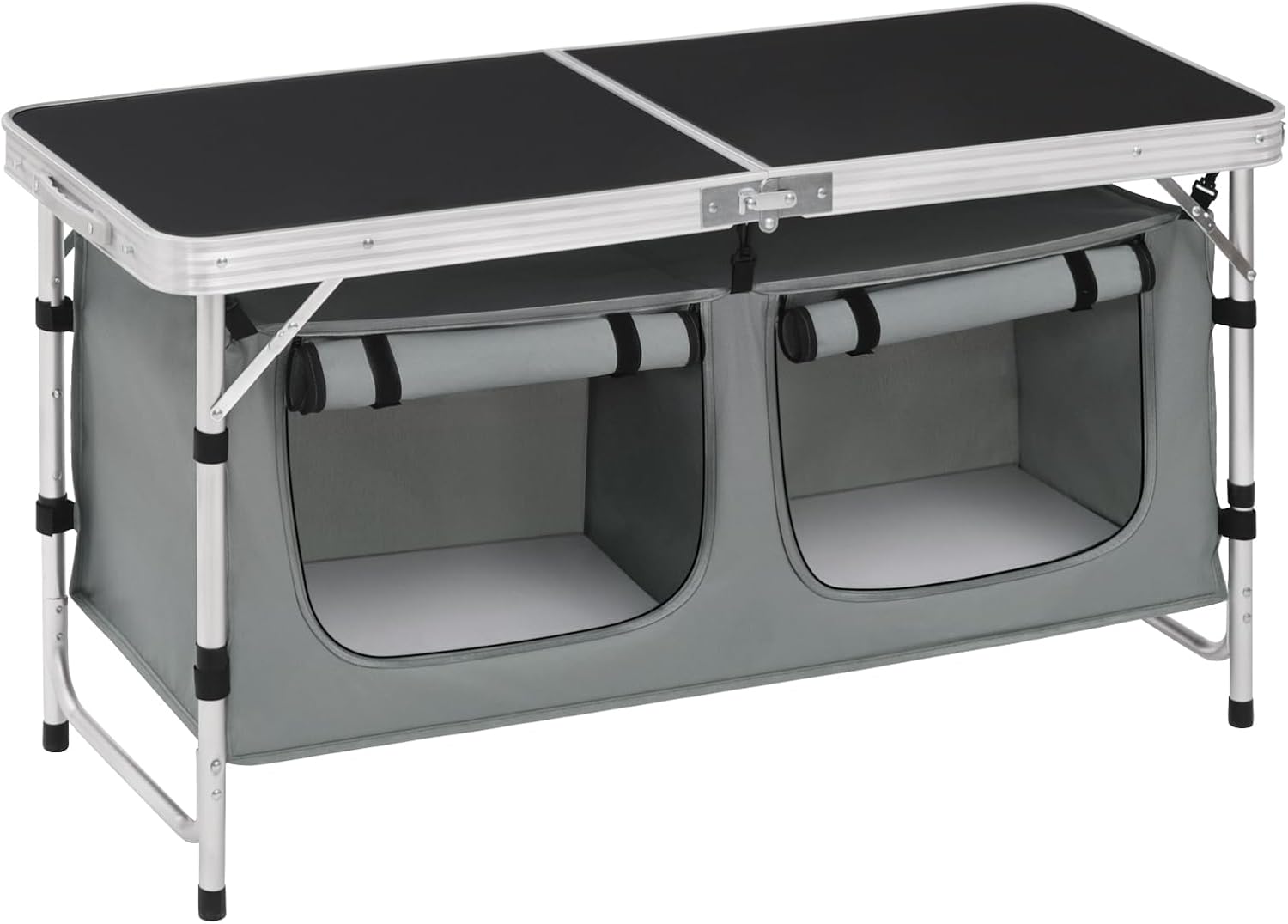 WOLTU faltbar Campingschrank Alu Campingtisch mit Stauraum – höhenverstellbar, robust & kompakt