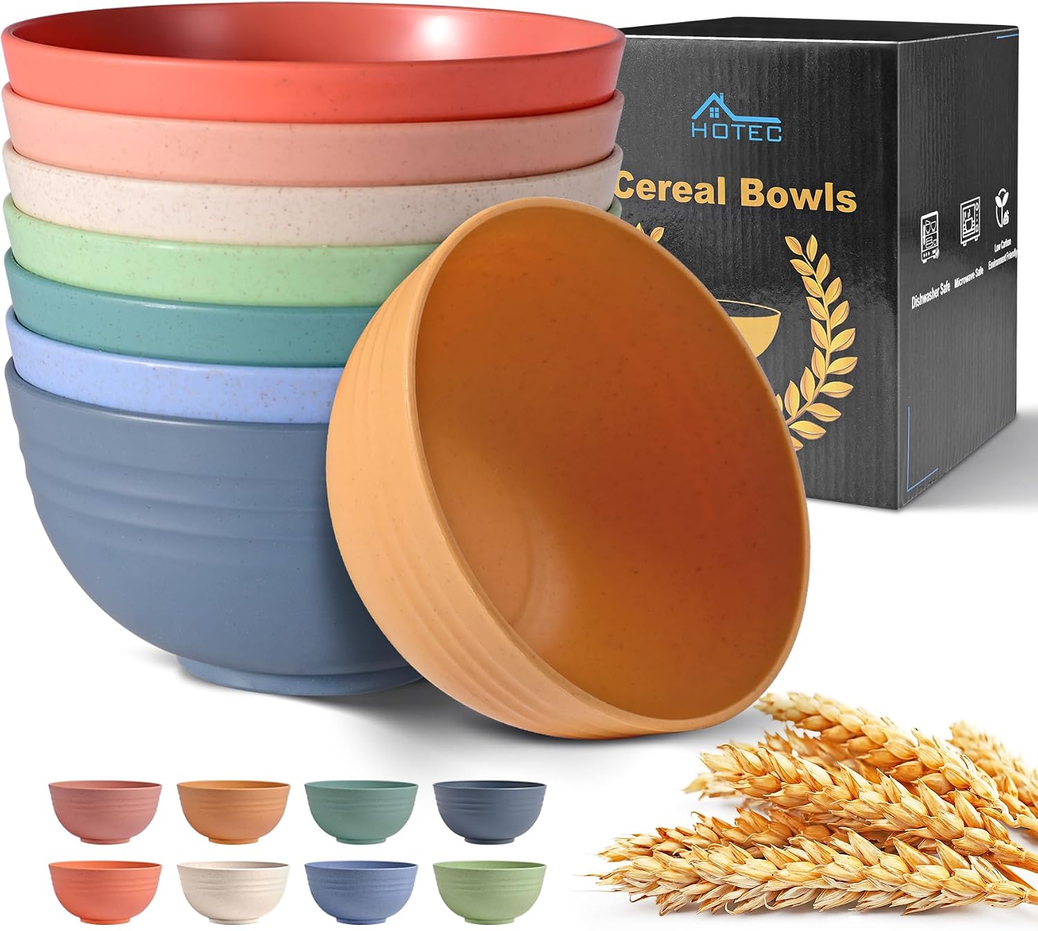 Detalle de HOTEC Wheat Straw Cereal Bowls 26 oz 🍽