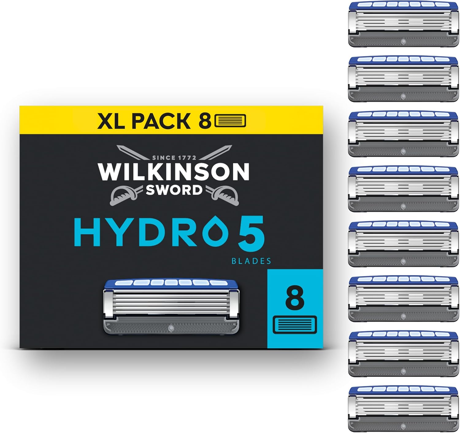 Wilkinson Sword Hydro 5 Razor Blade Refills for Men – 8 Refills