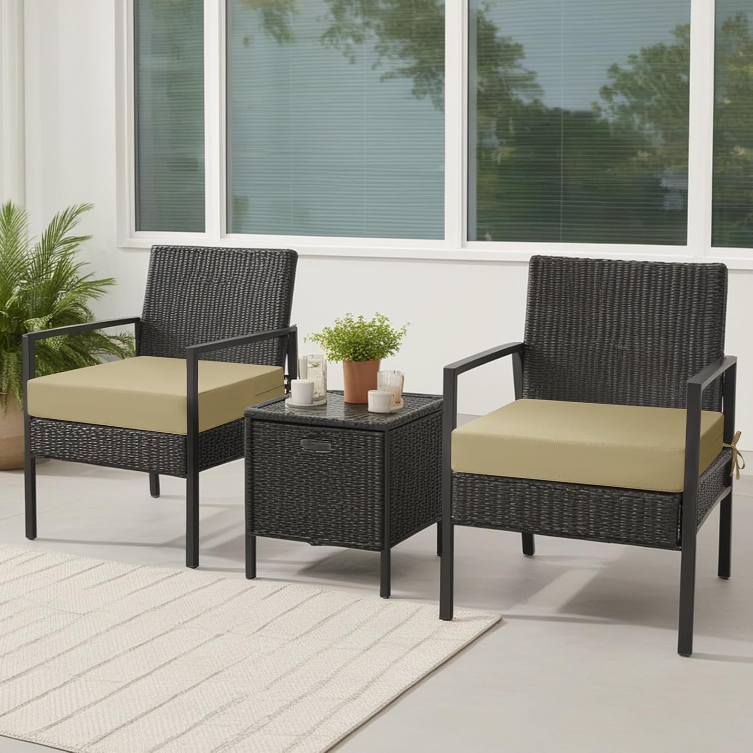 Thumbnail 6 de PRIMEPATIO Outdoor Chair Cushions Set of 2 – 7cm Thick, Waterproof 40x40cm (Light Khaki)