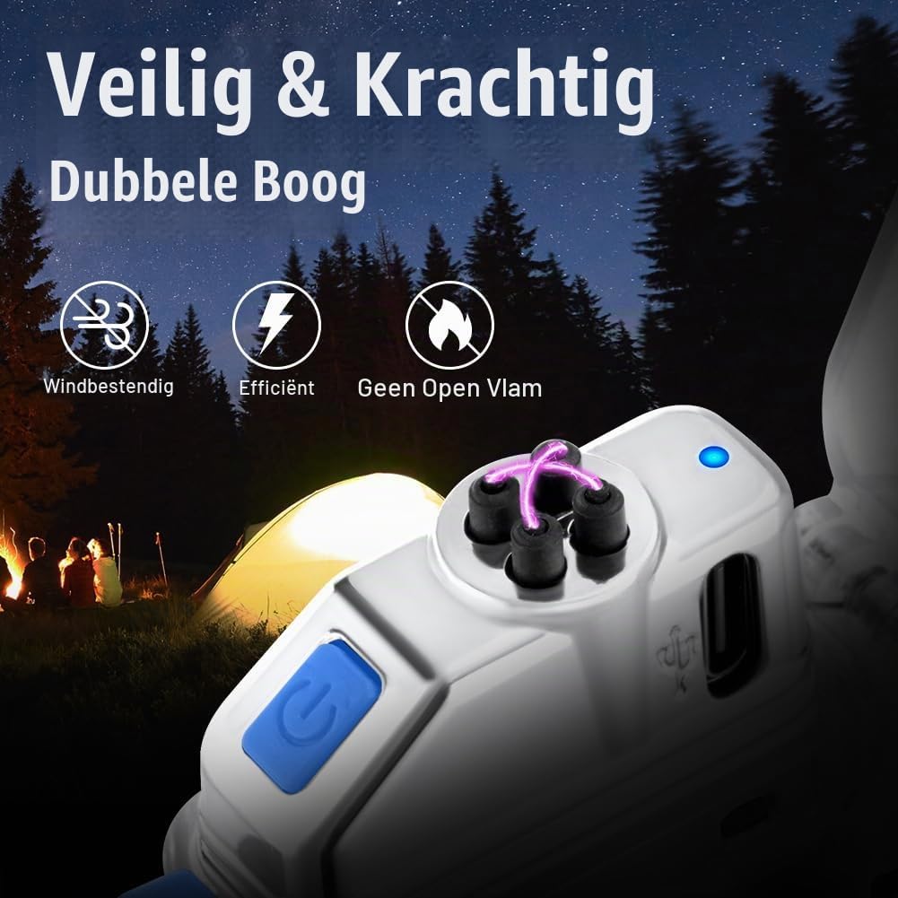 Thumbnail 5 de Vicloon lichtboogaansteker met USB-C, zaklamp en noodfluitje, blauw
