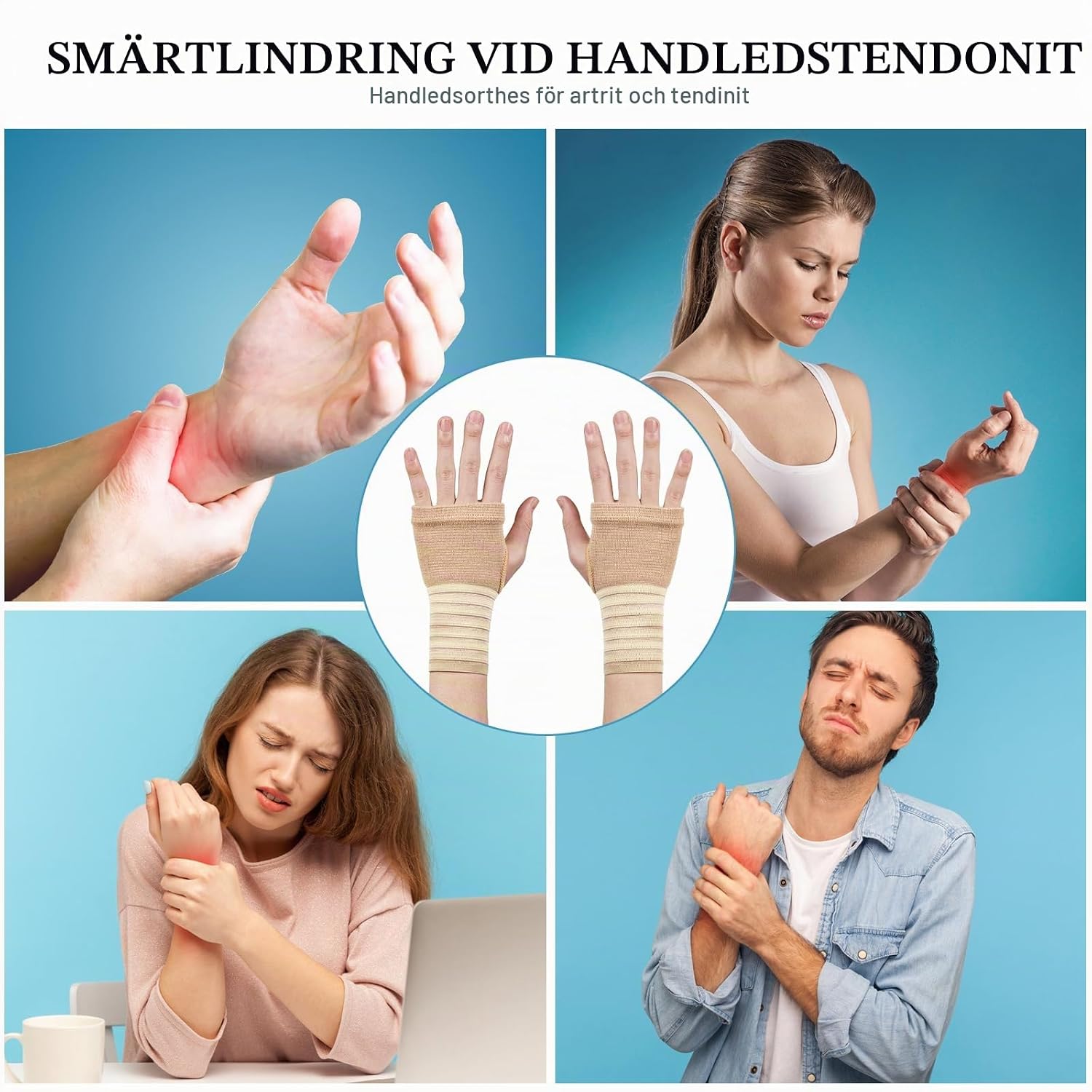 Thumbnail 6 de AOOWU 4583146 handledsstöd, 2-pack, elastiskt och justerbart