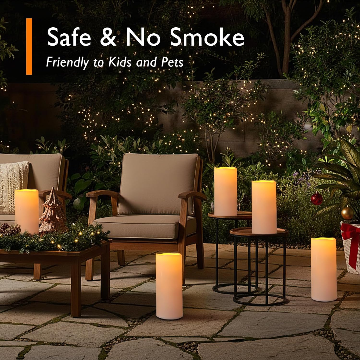 Detalle 1 de Homemory HPILLAR Outdoor Flameless Candles, 12-Inch LED Pillars with Remote