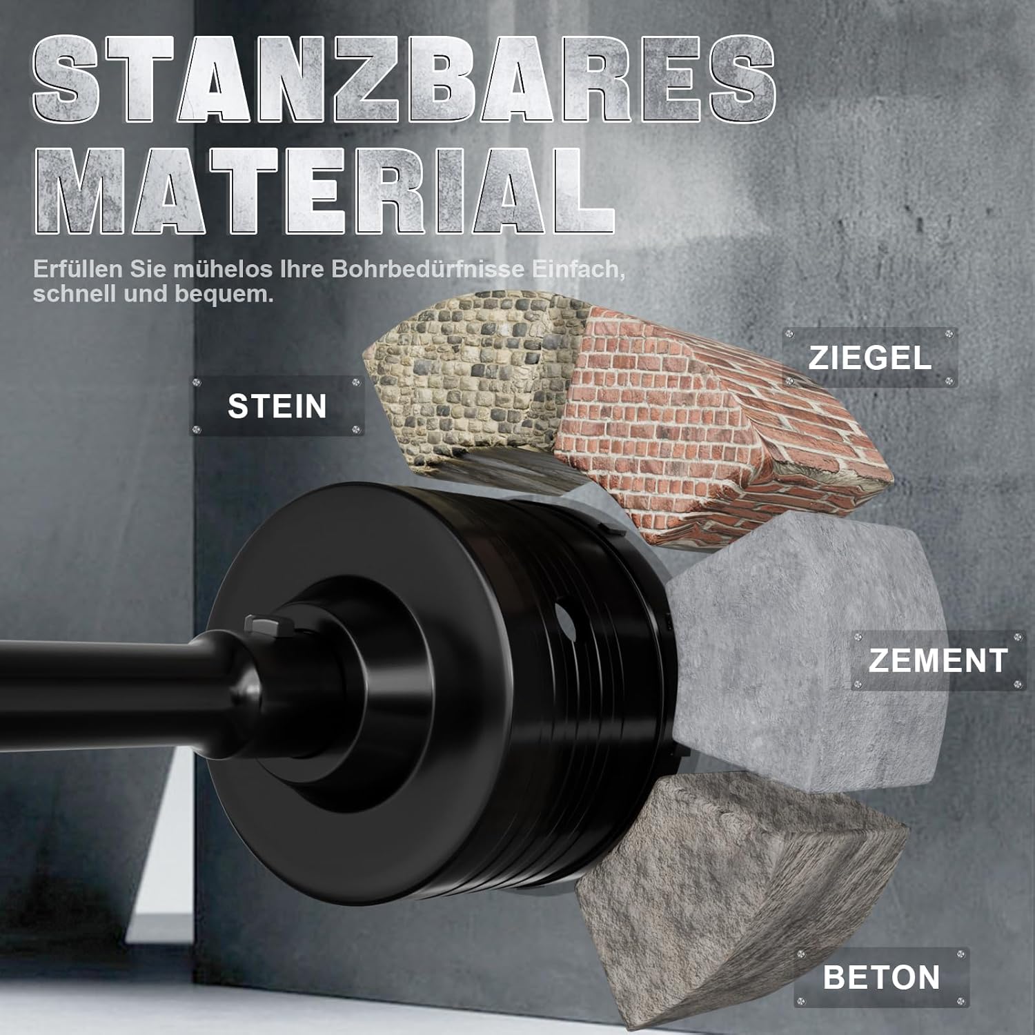 Thumbnail 5 de METOTY 75mm SDS Plus Bohrkrone Hohl Lochsäge mit Adapter 220 mm – für Mauerwerk, Ziegel, Beton