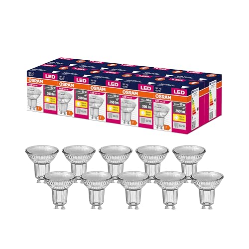 Detalle de Osram LED Star Value PAR16 GU10 36° Reflektor-Lampe, 4,3 W, 2700 K, Glas, 10er-Pack (Energieklasse F)