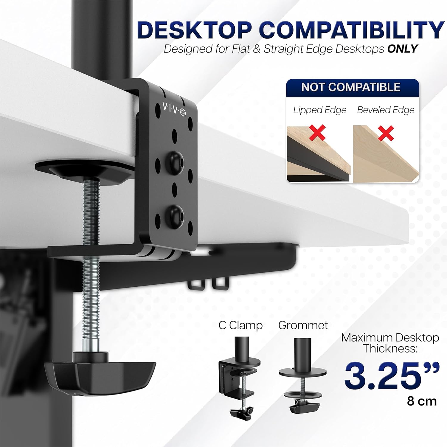 Thumbnail 5 de VIVO Dual Monitor Desk Mount STAND-V002 (Heavy Duty, Holds 2 Screens up to 30")