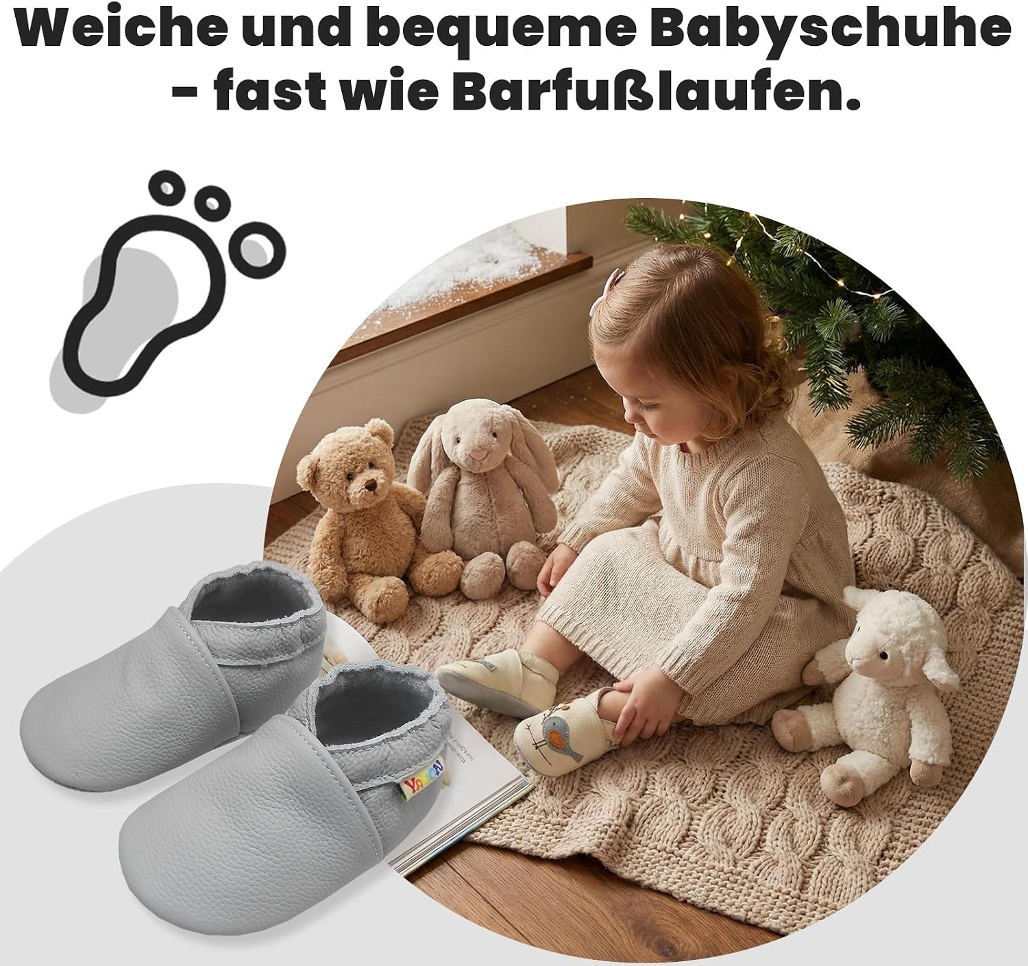 Thumbnail 4 de YALION Baby Weicher Leder Lauflernschuh