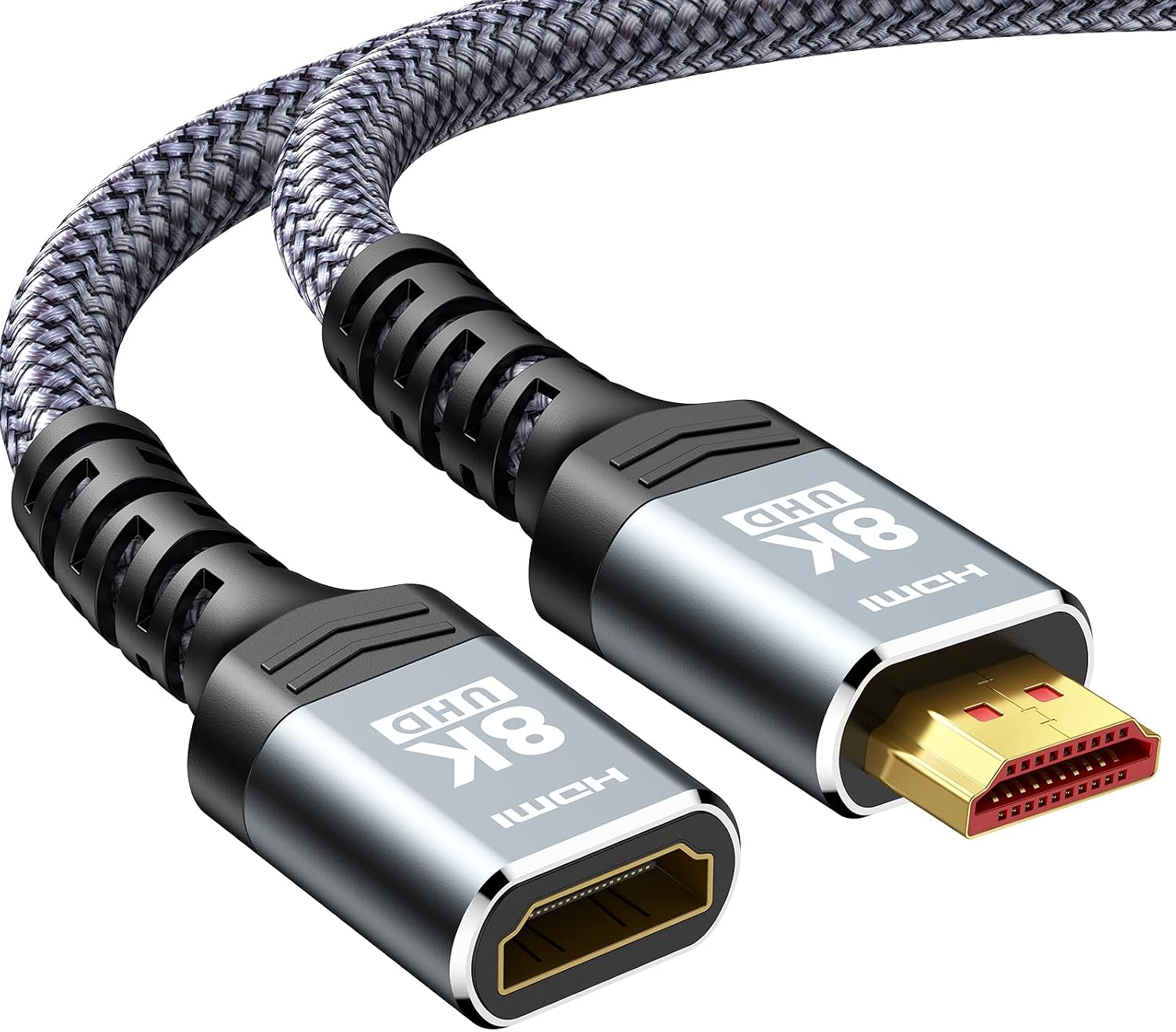 Detalle de Highwings 8K/4K HDMI Extender Cable 3.3FT (1M) — 2.1, Ultra High Speed, Male to Female