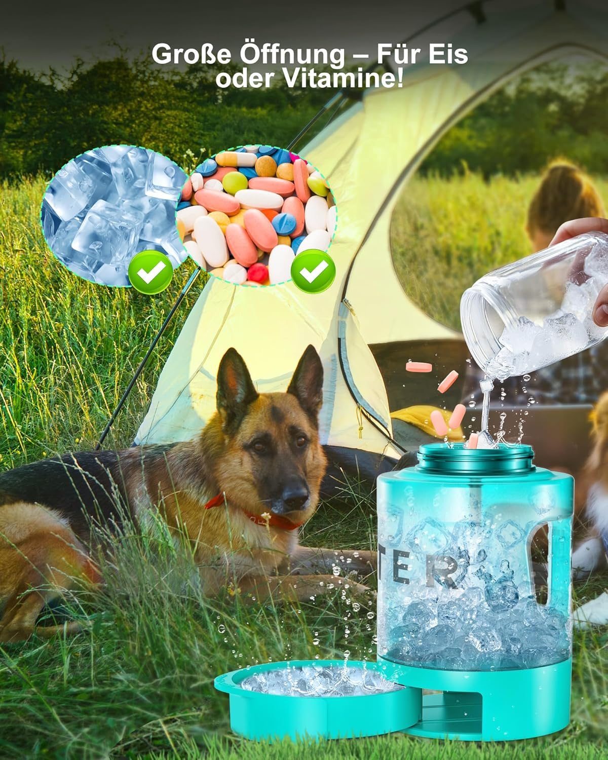 Thumbnail 6 de lesotc 2200 ml Trinkflasche für Hunde – tragbare XXL-Wasservorratsflasche für unterwegs (Mintgrün)