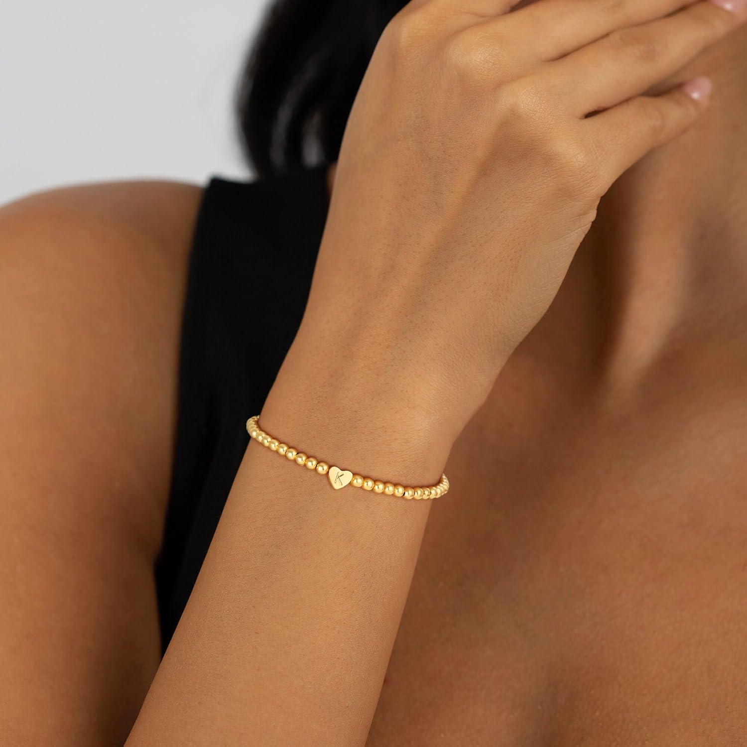 Thumbnail 2 de SLOONG Herz-Armband mit Buchstaben-Monogramm (vergoldet, 18K) – personalisierbare Armkette für Damen & Mädchen