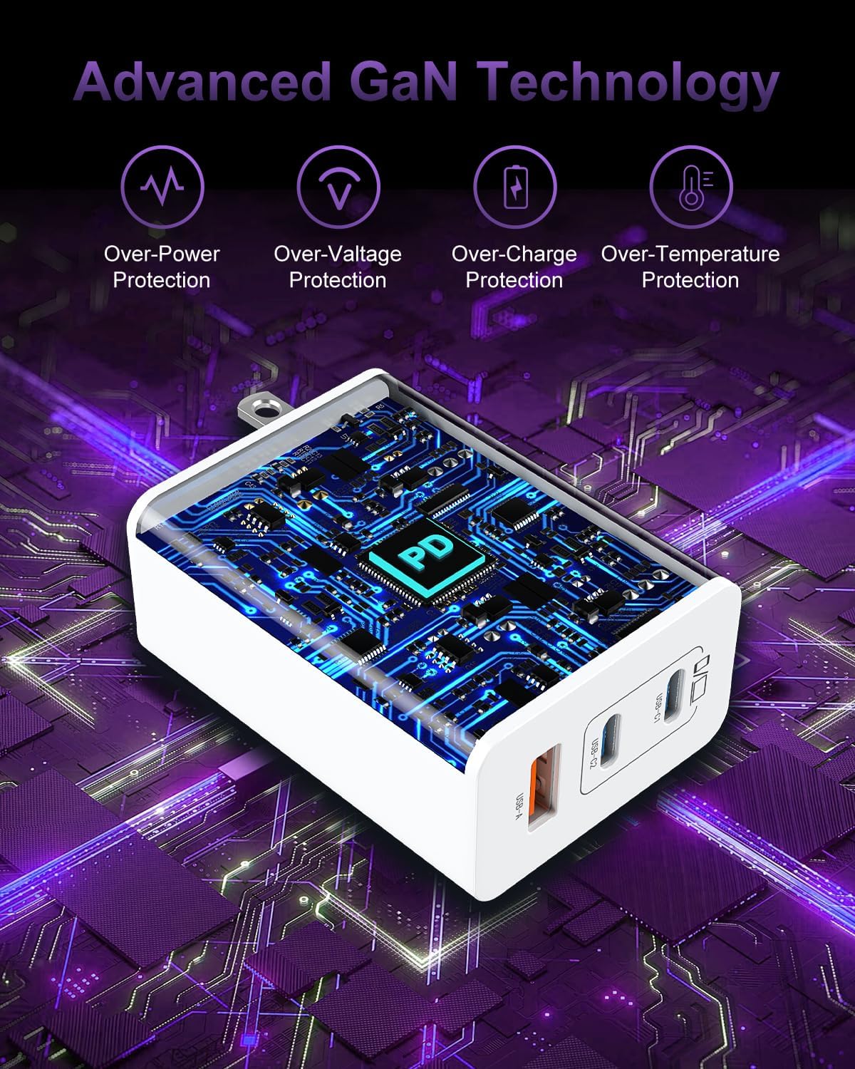 Thumbnail 4 de USB C Charger Block 100W 3-Port GaN Fast Charger