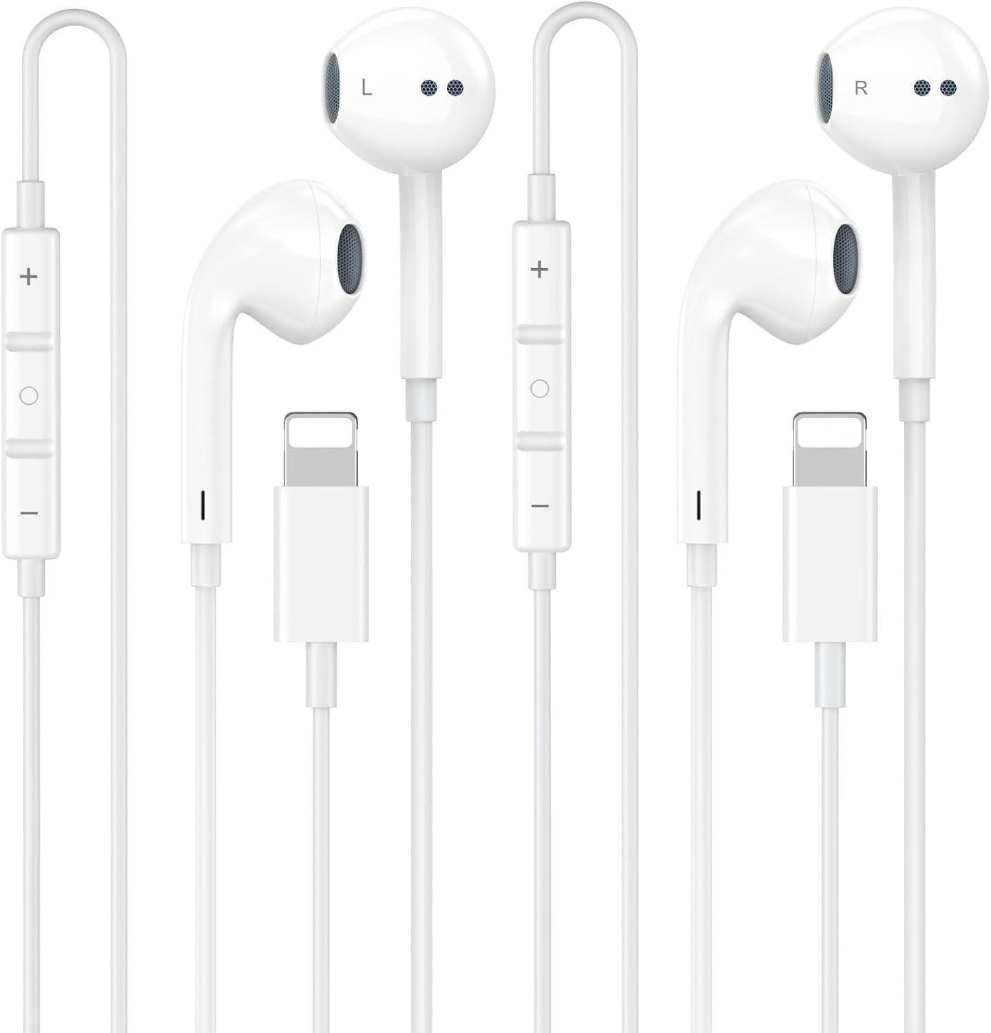 Detalle de Apple MFi Certified Lightning Earphones, 2-Pack: Wired iPhone Headphones with Inline Remote & Mic