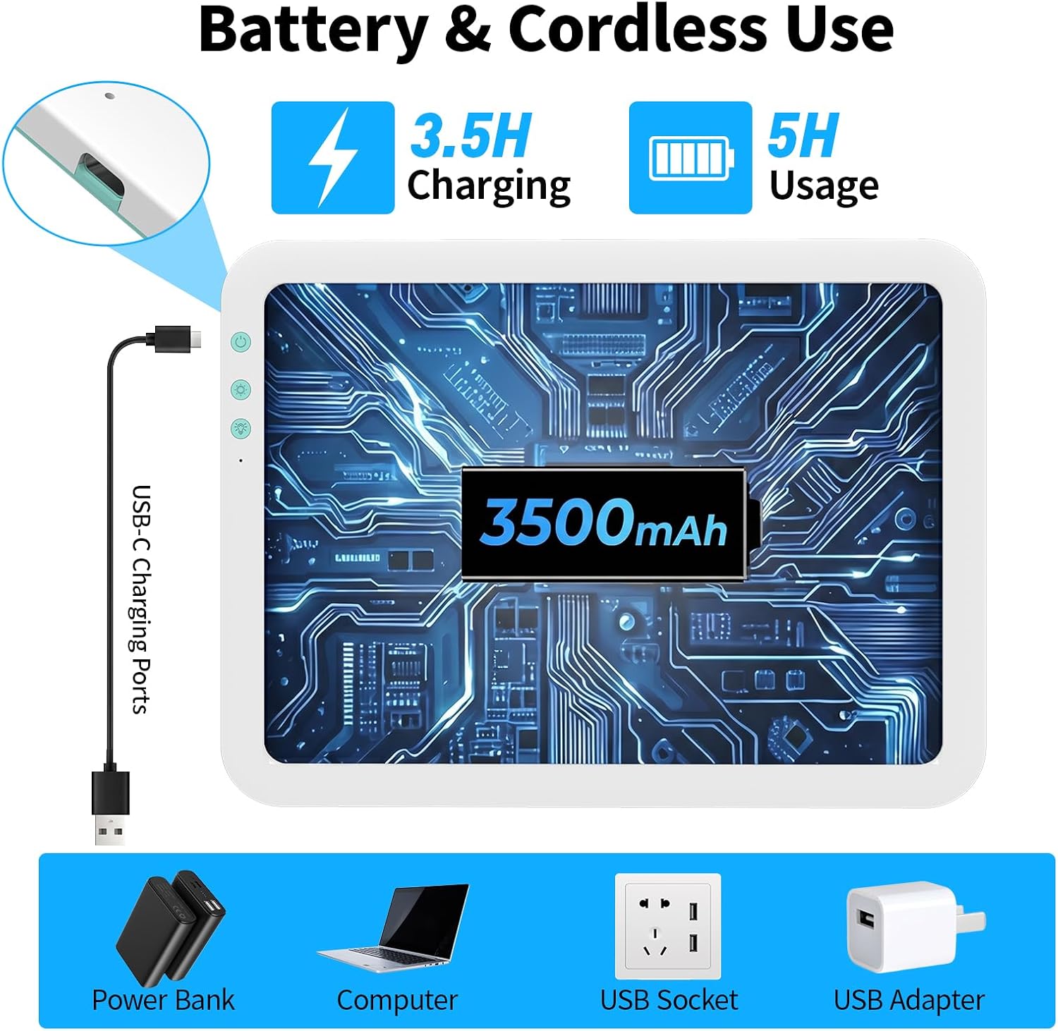 Detalle 2 de TOHETO A4 Rechargeable LED Light Pad 3500mAh