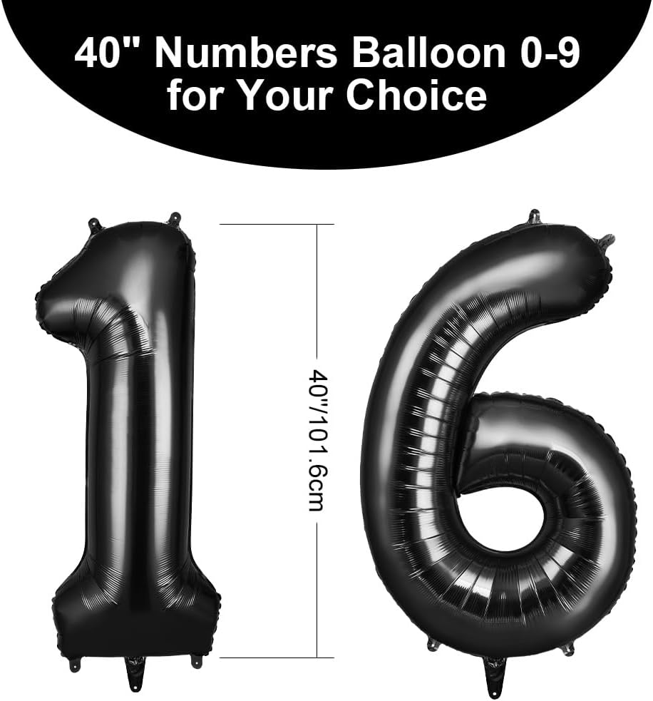 Thumbnail 1 de OFFCUP 40 Inch Number 16 Balloon — Large Foil Self-Inflating Decoration
