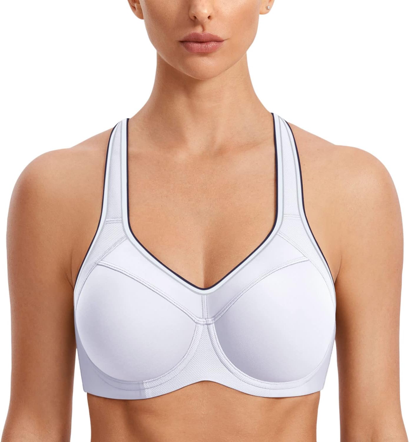 Detalle de SYROKAN Women’s High Impact Sports Bra with Underwire, Full Support Padded Racerback