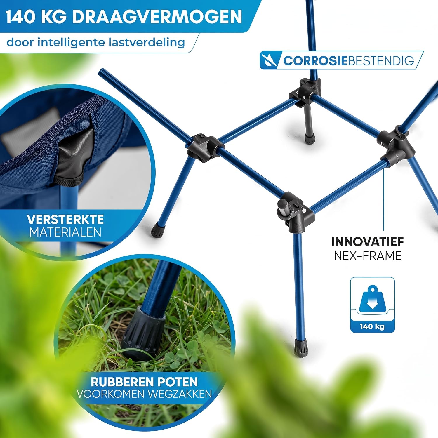 Detalle 2 de NORDMUT CHR-LGT-BLU-1 kampeerstoel, opvouwbaar aluminium, 1.100 g