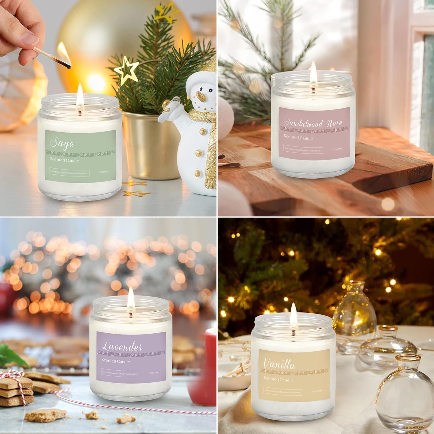 Thumbnail 6 de 6 Pack Scented Candles Gift Set: Lavender, Jasmine, Vanilla, Sage, Sandalwood Rose, Eucalyptus Mint