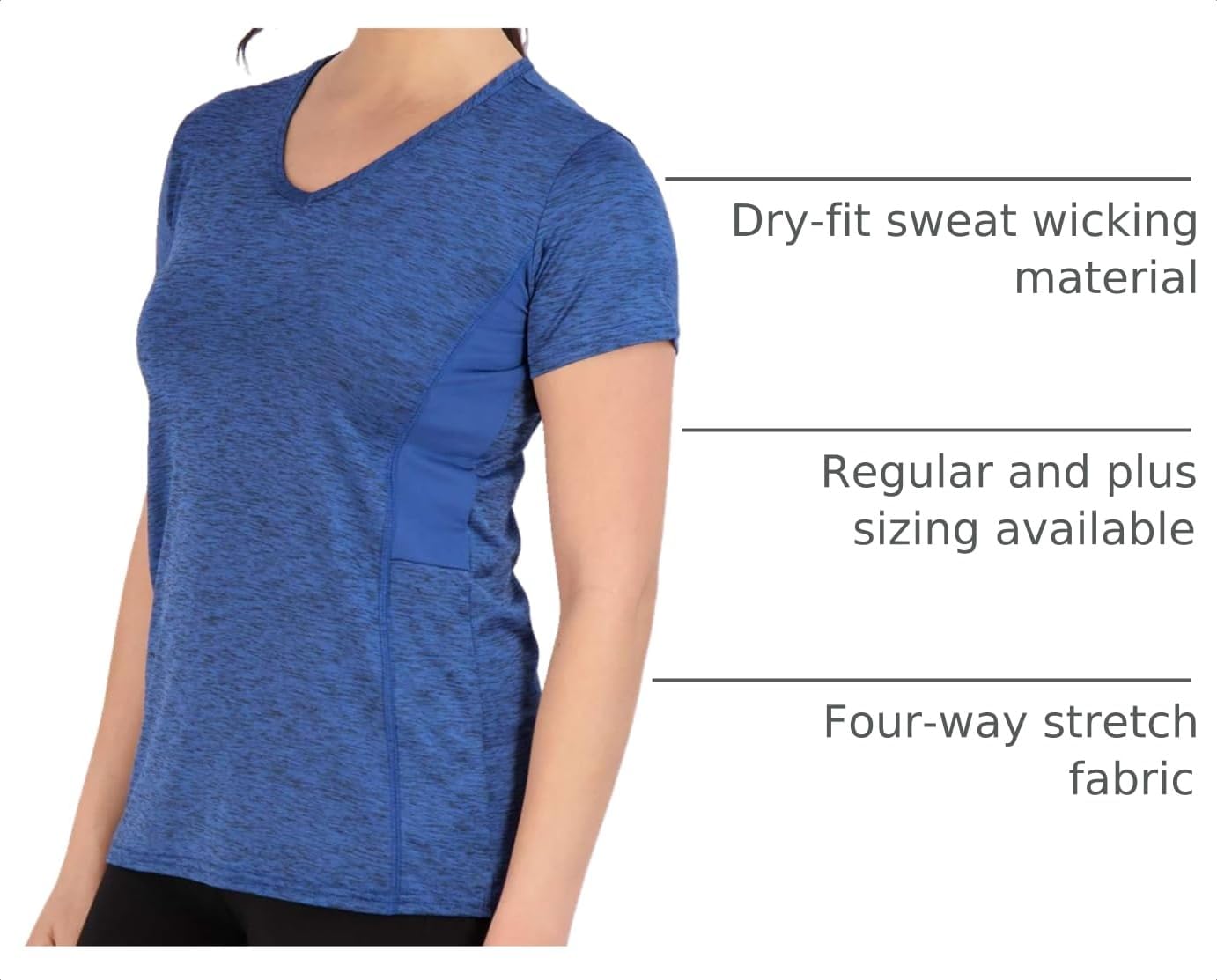 Detalle de Real Essentials 5 Pack: Women's Dry-Fit V-Neck Short Sleeve Tee